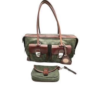 Dooney & Bourke Shoulder Handbag With Coin Purse Womens Green Signature Print